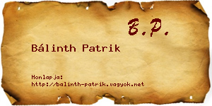 Bálinth Patrik névjegykártya