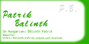 patrik balinth business card