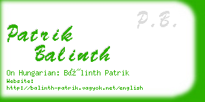 patrik balinth business card